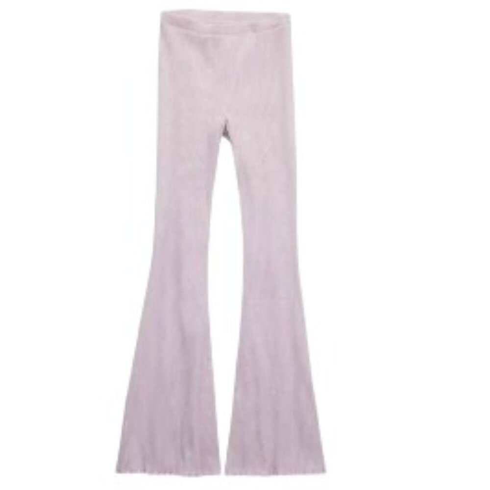 Aerie Lavender Kick-It Ribbed High Waisted Super Flare Pants XL